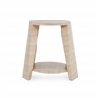 Classic Home Rosen Outdoor Round Travertine-Style Stone End Table in Beige