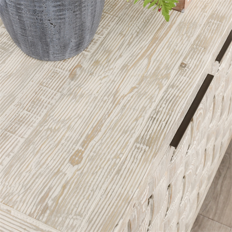 Classic Home Bast 4-Door Reclaimed Pine Wood Buffet Sideboard in Cream