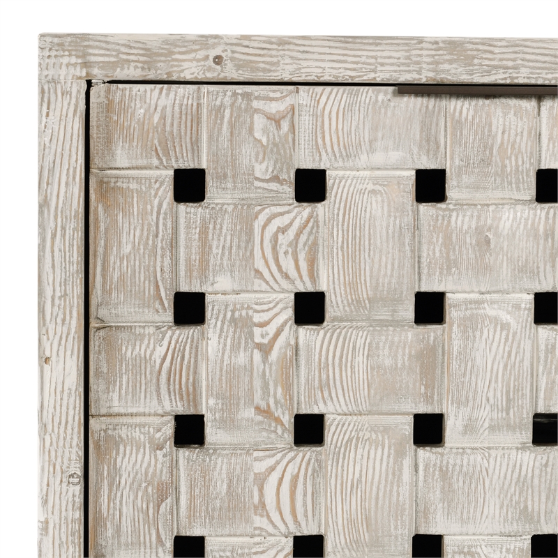 Classic Home Bast 4-Door Reclaimed Pine Wood Buffet Sideboard in Cream