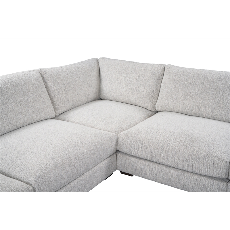 Classic Home Ludwig 5-Piece Upholstered Fabric Sectional Sofa in Ivory