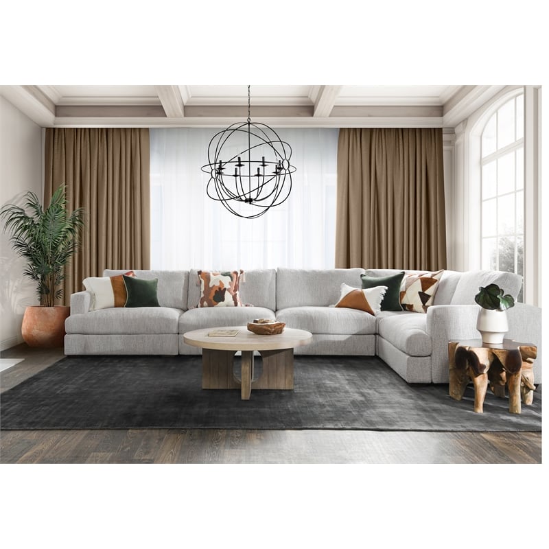 Classic Home Ludwig 5-Piece Upholstered Fabric Sectional Sofa in Ivory