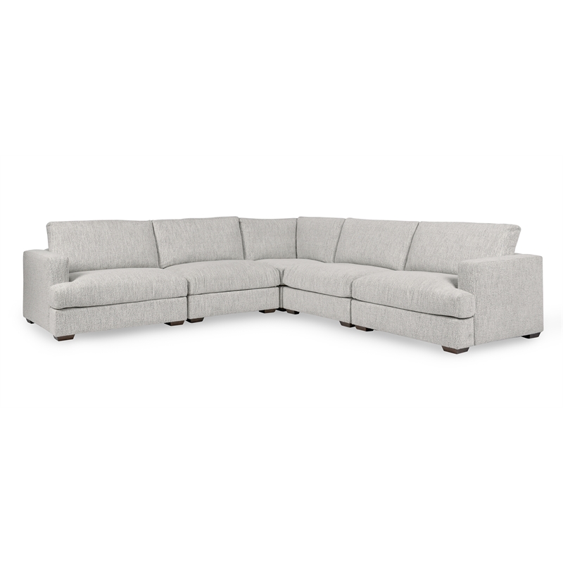 Classic Home Ludwig 5-Piece Upholstered Fabric Sectional Sofa in Ivory