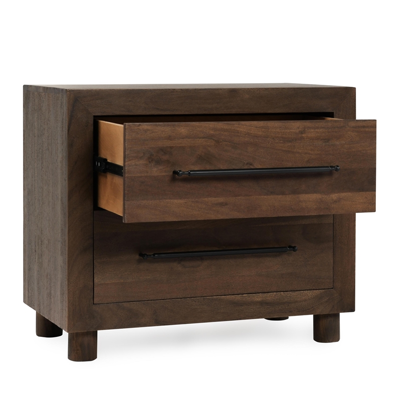 Classic Home Jaxon 2-Drawer Acacia Wood Nightstand in Cocoa Brown