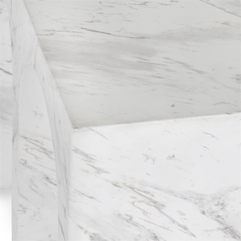 Classic Home Marmo Outdoor Artisan-Crafted Concrete Stone End Table in Ivory