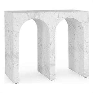 classic home marmo outdoor artisan-crafted concrete stone end table in ivory
