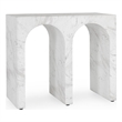 Classic Home Marmo Outdoor Artisan-Crafted Concrete Stone End Table in Ivory