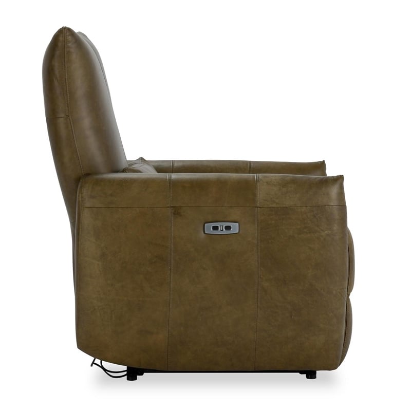 Classic Home Thaya Leather Power Recliner Chair in Earth Brown