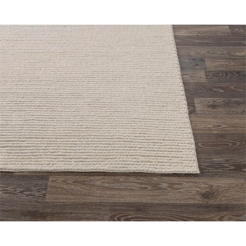 Dawson 9'x12' Wool Polyester Blend Fabric Handwoven Birch White Accent Area Rug