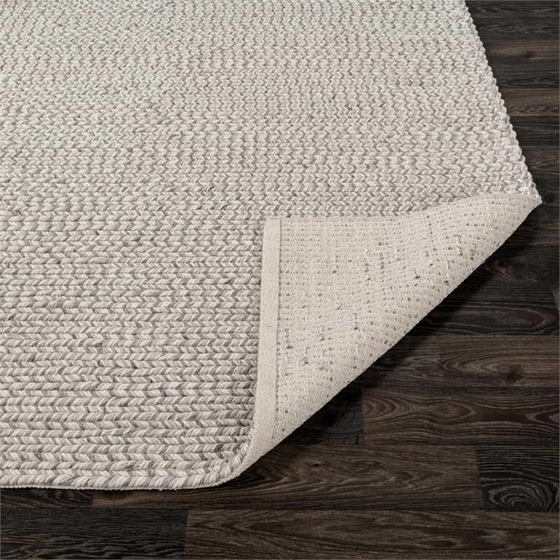 Dawson 9'x12' Wool Polyester Blend Fabric Handwoven Light Gray Accent Area Rug