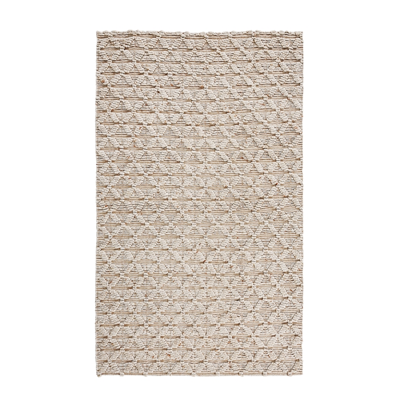 Portpla 5'x8' Wool Blend Hand Loomed Beige Accent Area Rug