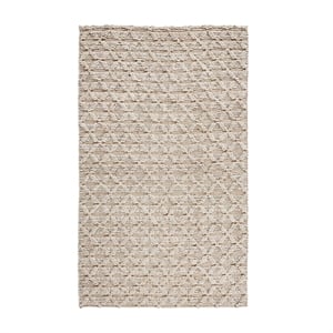 Portpla 8'x10' Wool Blend Hand Loomed Beige Accent Area Rug