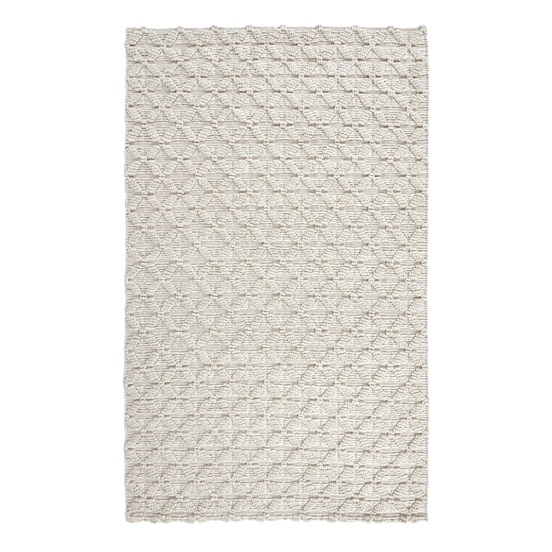 Portpla 9'x12' Wool Blend Hand Loomed Beige Accent Area Rug