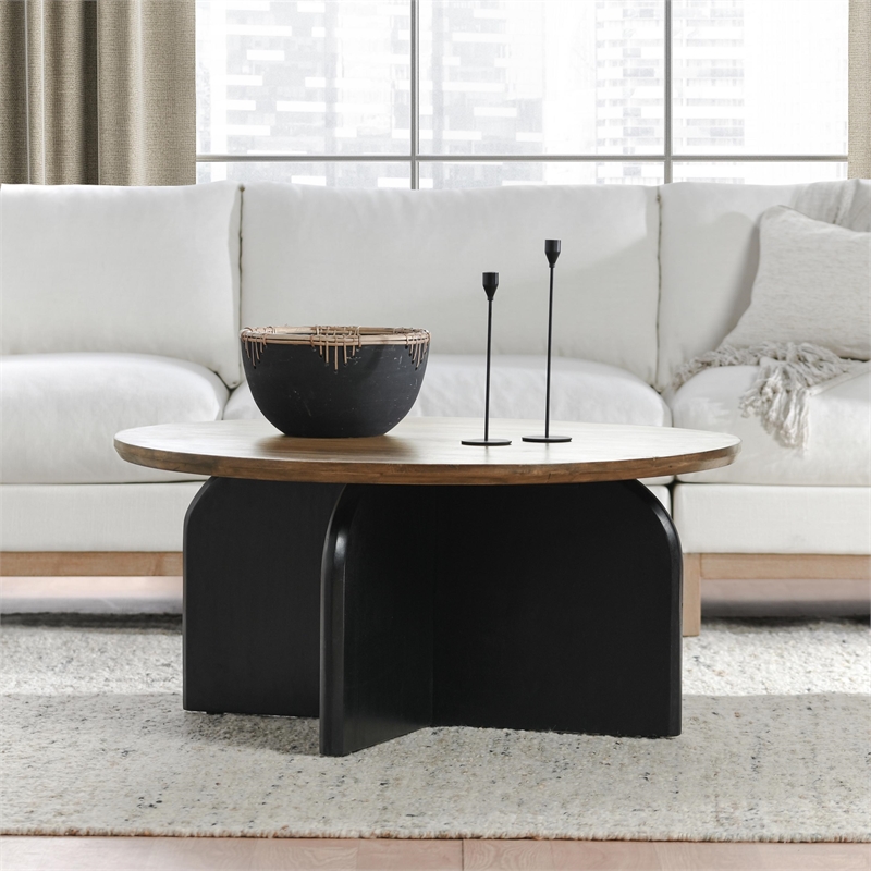 Kosas Home Penelope Mango Wood Two-Tone Coffee Table in Black