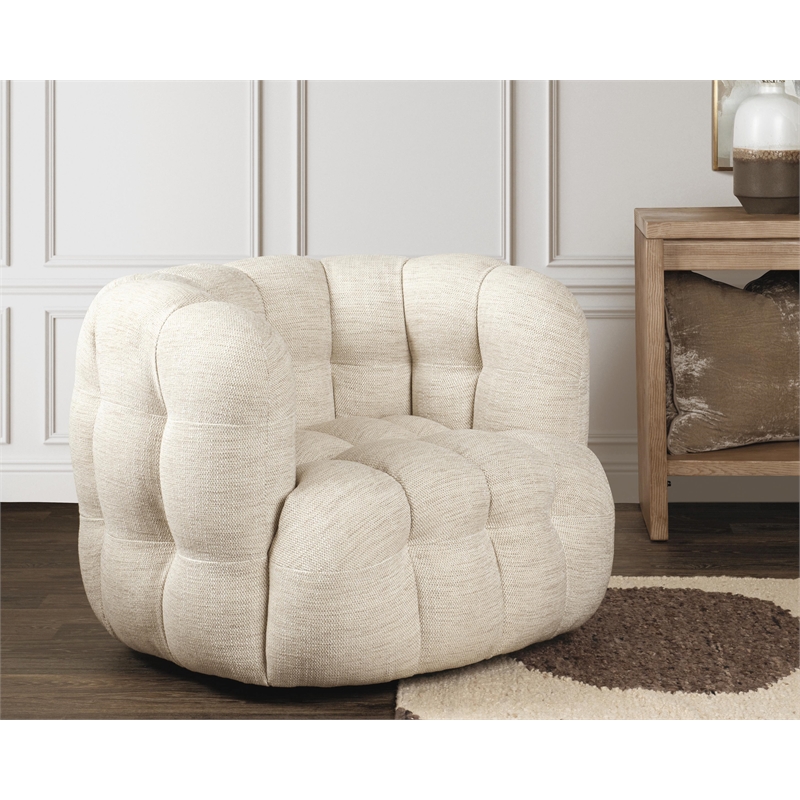 Classic Home Walter Swivel Accent Chair Flax Viscose and Polyester Beige