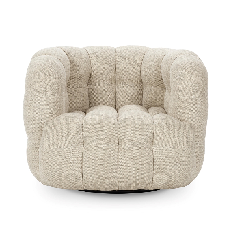 Classic Home Walter Swivel Accent Chair Flax Viscose and Polyester Beige