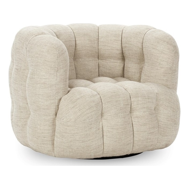 Classic Home Walter Swivel Accent Chair Flax Viscose and Polyester Beige