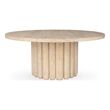 Classic Home Tiber 70in Round Oak Veneer Wood Dining Table White Washed
