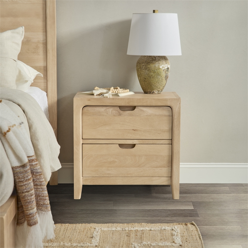Classic Home Laguna 2-Drawer Mango Wood Nightstand Natural