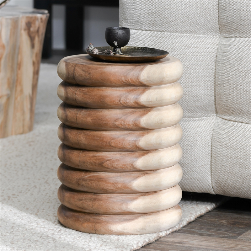 Classic Home Gala Round Me Natural Wood End Table