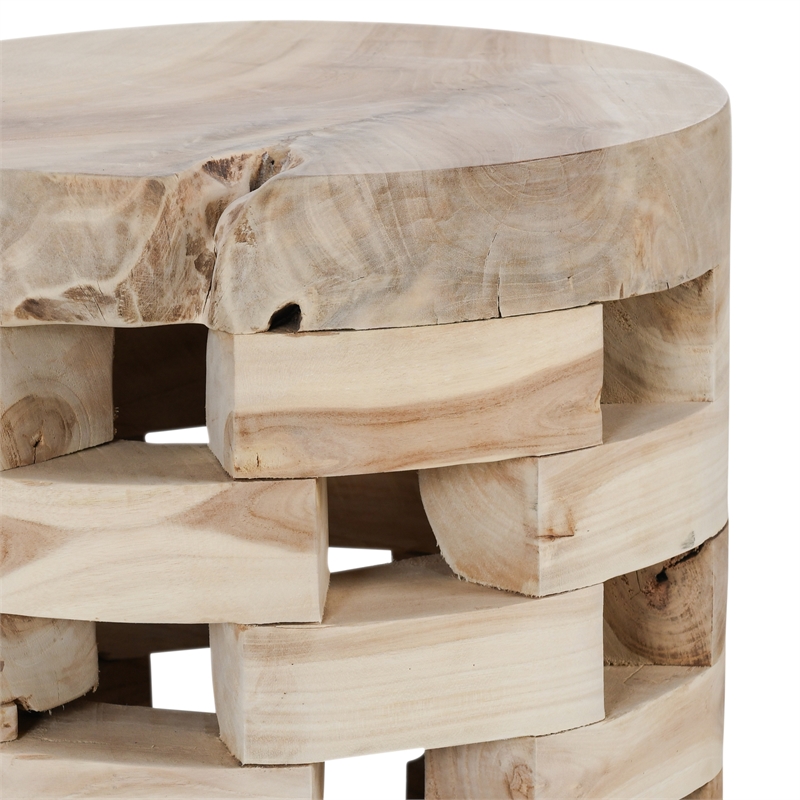 Classic Home Dacosta Natural Teak Wood Round Accent Table