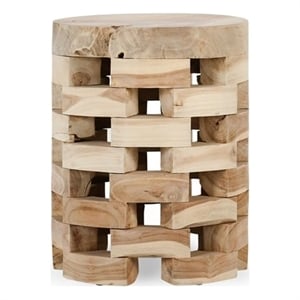 Classic Home Dacosta Natural Teak Wood Round Accent Table