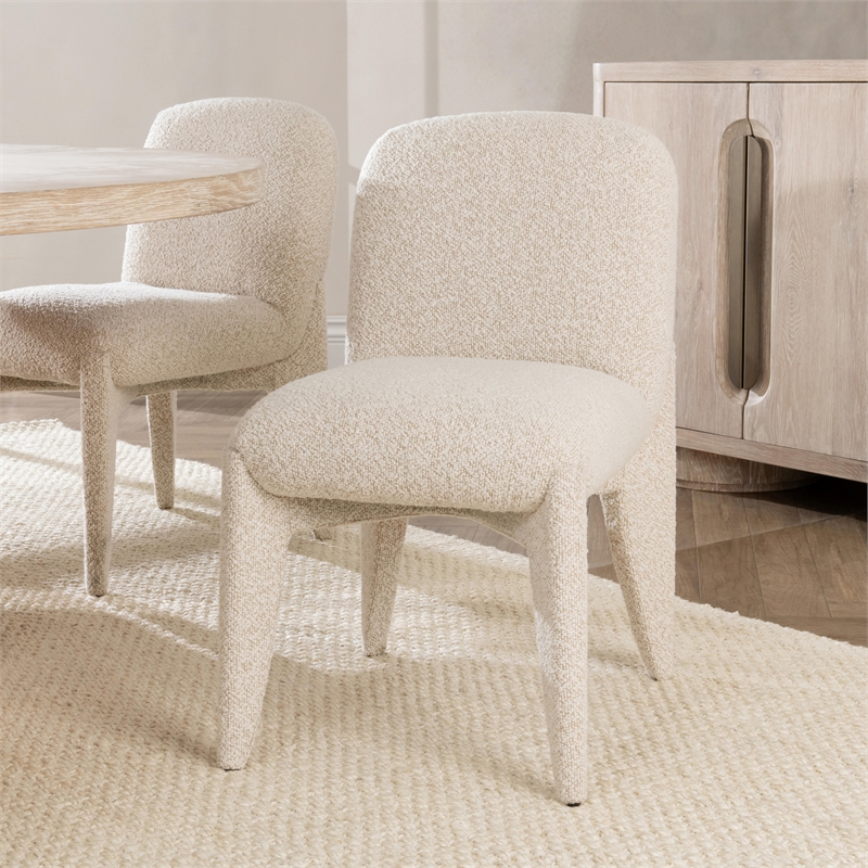 Classic Home Danson Upholstered Polyester Fabric Dining Chair Cream