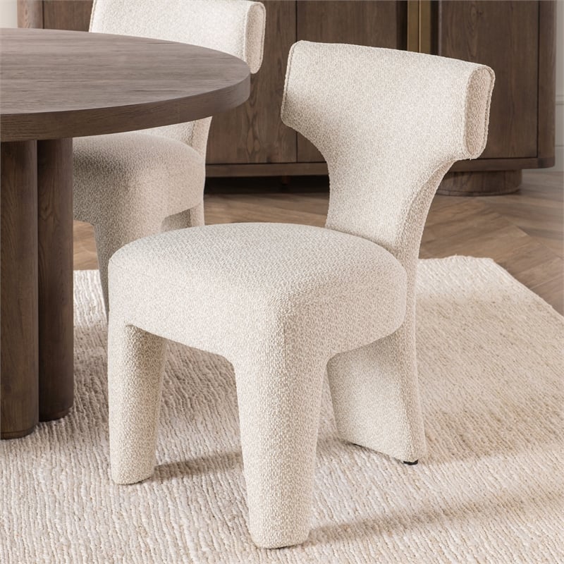 Classic Home Khai Upholstered Polyester Fabric Dining Chair Cream