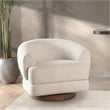Classic Home Chassia Upholstered Cream Fabric Wood Frame Swivel Accent Chair