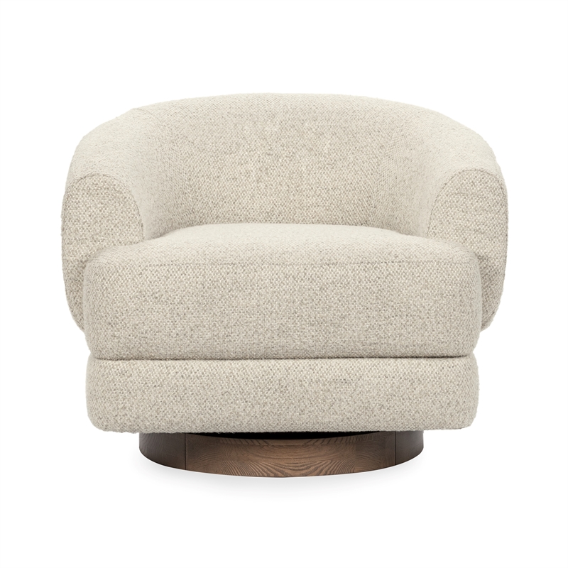 Classic Home Chassia Upholstered Cream Fabric Wood Frame Swivel Accent Chair