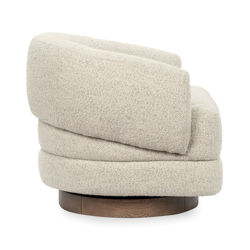 Classic Home Chassia Upholstered Cream Fabric Wood Frame Swivel Accent Chair