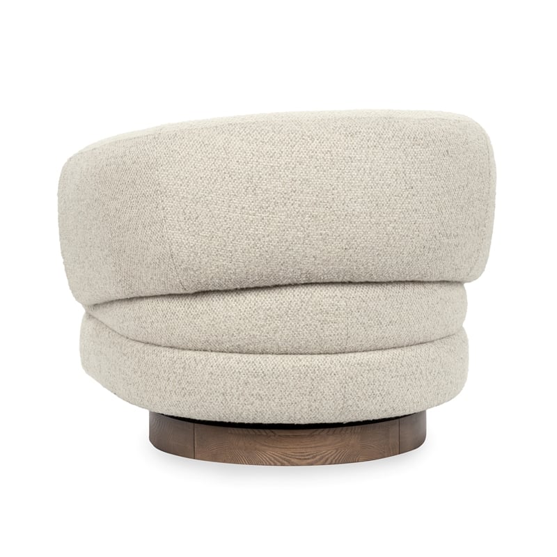 Classic Home Chassia Upholstered Cream Fabric Wood Frame Swivel Accent Chair