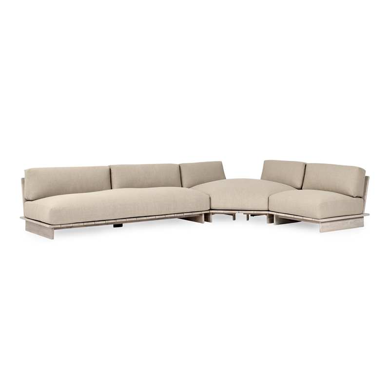 Livia Outdoor Teak Wood Modular Sectional in Taupe