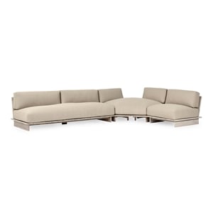 Livia Outdoor Teak Wood Modular Sectional in Taupe