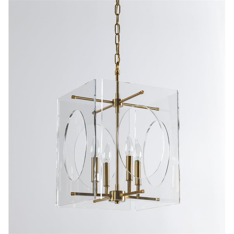 Classic Home Tessa Brass Acrylic Chandelier