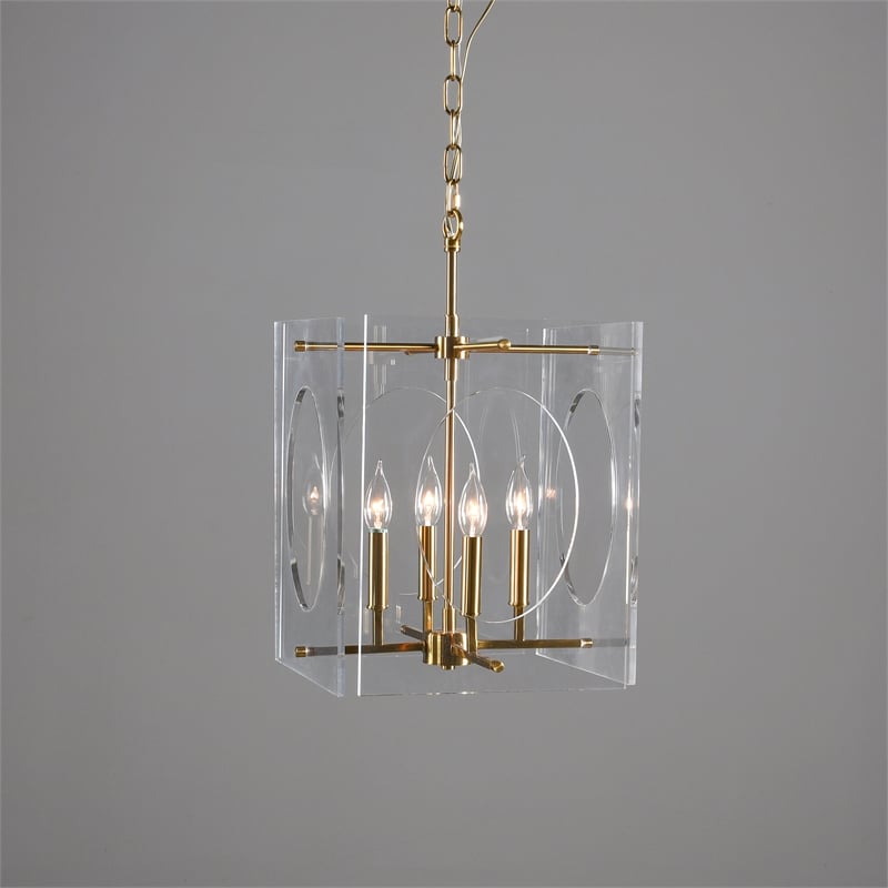 Classic Home Tessa Brass Acrylic Chandelier