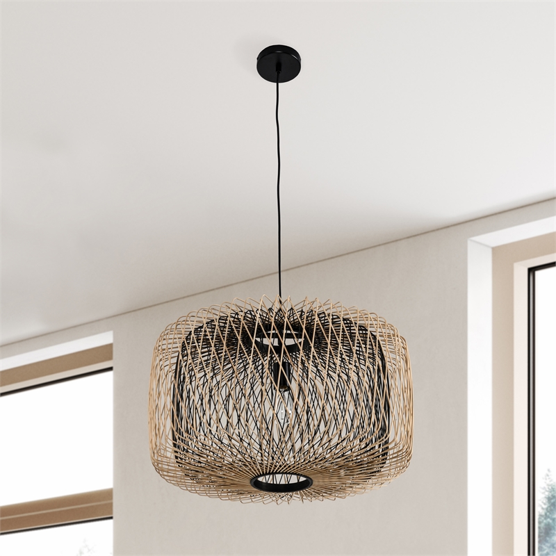 Classic Home Estella Black Rattan Pendant Light
