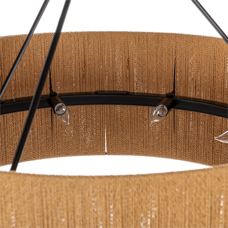 Classic Home Dobson Natural Black Rattan Pendant Light