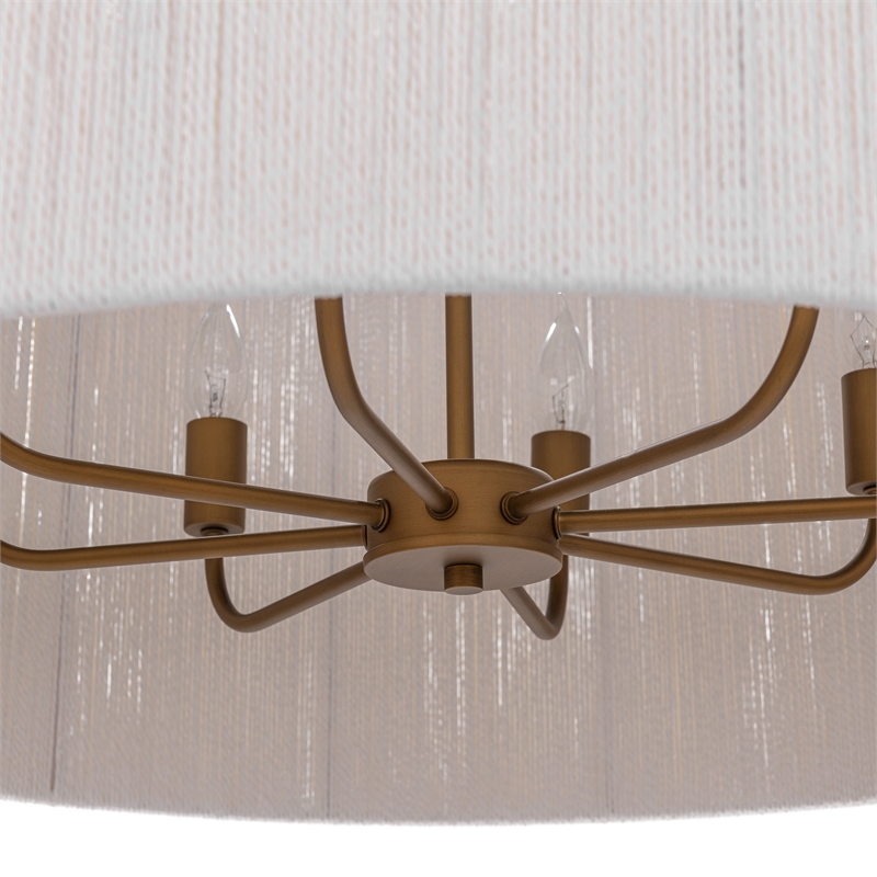 Classic Home Allyn Gold White Rattan Pendant Light
