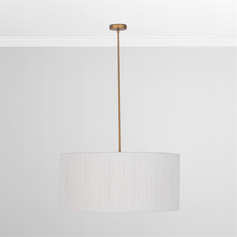 Classic Home Allyn Gold White Rattan Pendant Light