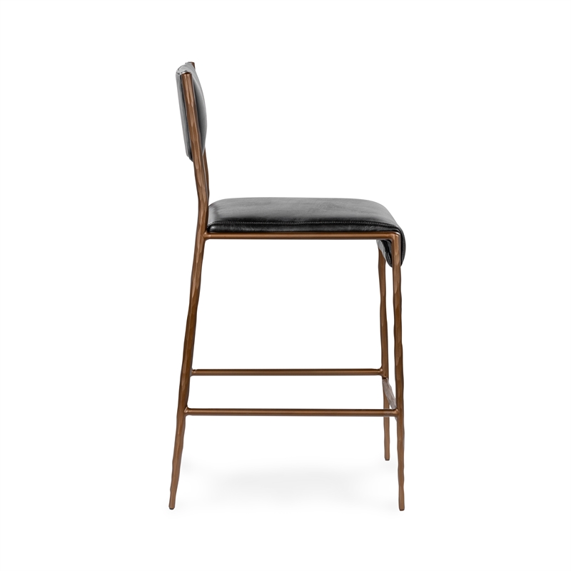 Classic Home Kayne Leather 26in Counter Stool Black