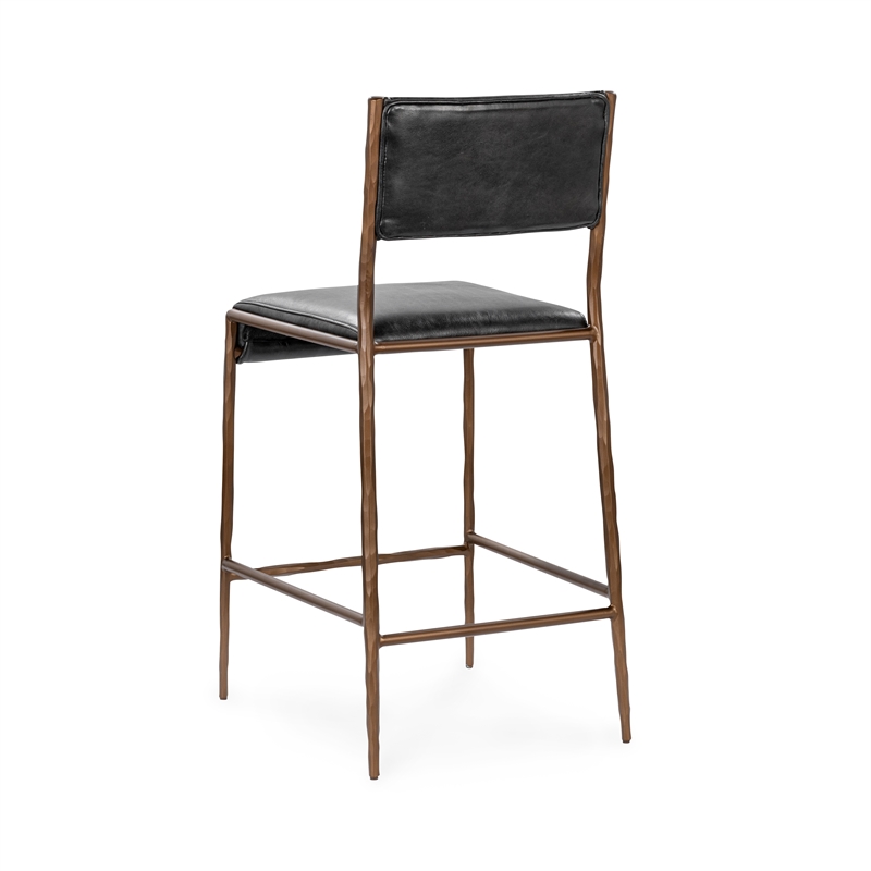 Classic Home Kayne Leather 26in Counter Stool Black