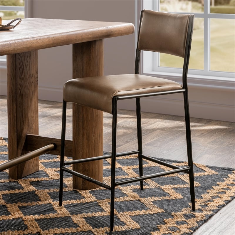 Classic Home Kayne Leather 26in Counter Stool Sand