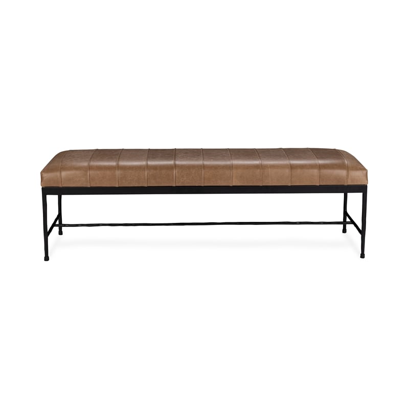 Classic Home Madeleine Leather Iron Bench Taupe