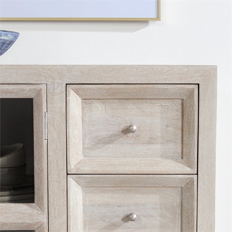 Classic Home Isha Mango Wood Cabinet White