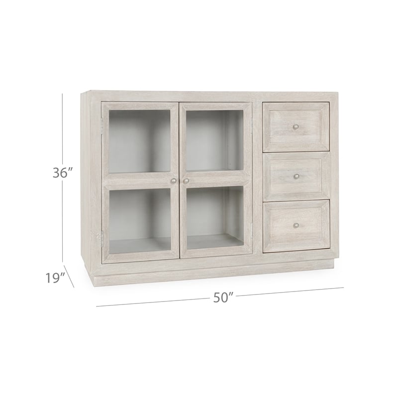 Classic Home Isha Mango Wood Cabinet White