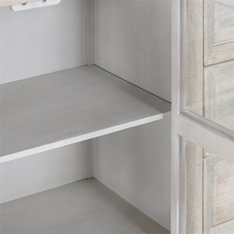 Classic Home Isha Mango Wood Cabinet White
