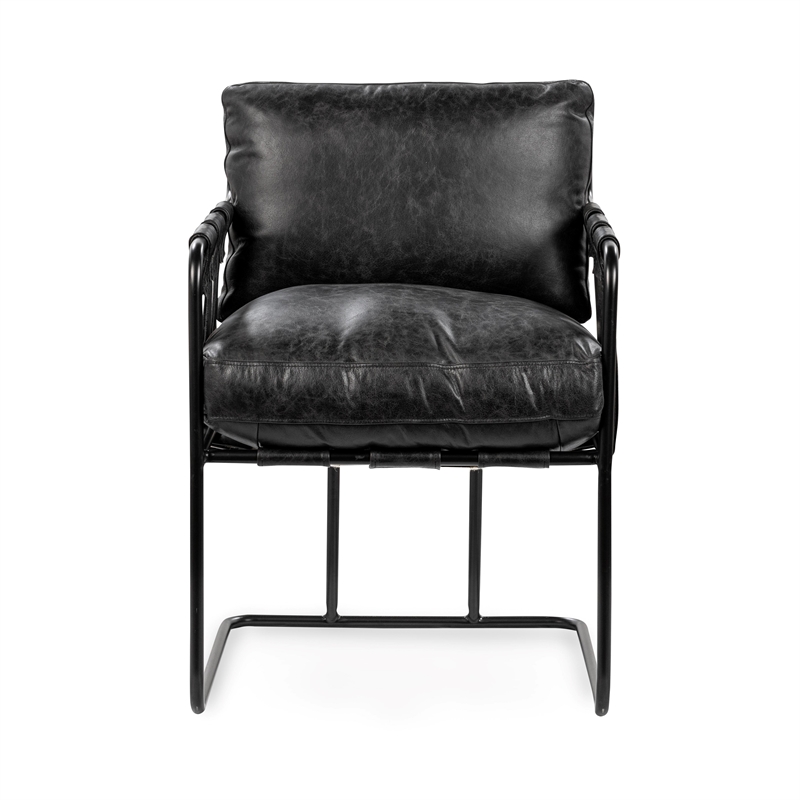 Classic Home Strapling Leather Dining Chair Black