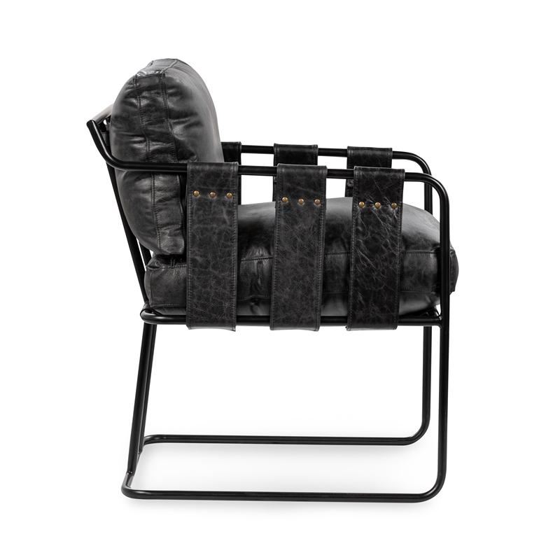 Classic Home Strapling Leather Dining Chair Black