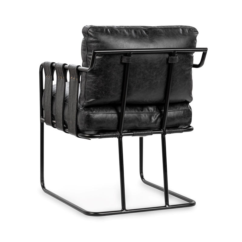 Classic Home Strapling Leather Dining Chair Black