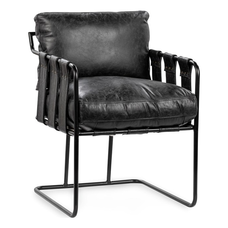 Classic Home Strapling Leather Dining Chair Black